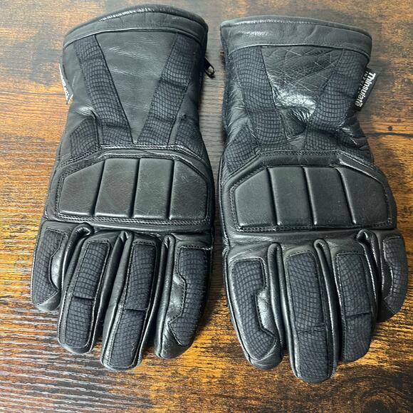Thinsulate Insulation Black Leather Ski Snowmobile Gloves Sz Small 100 gram - Picture 3 of 8